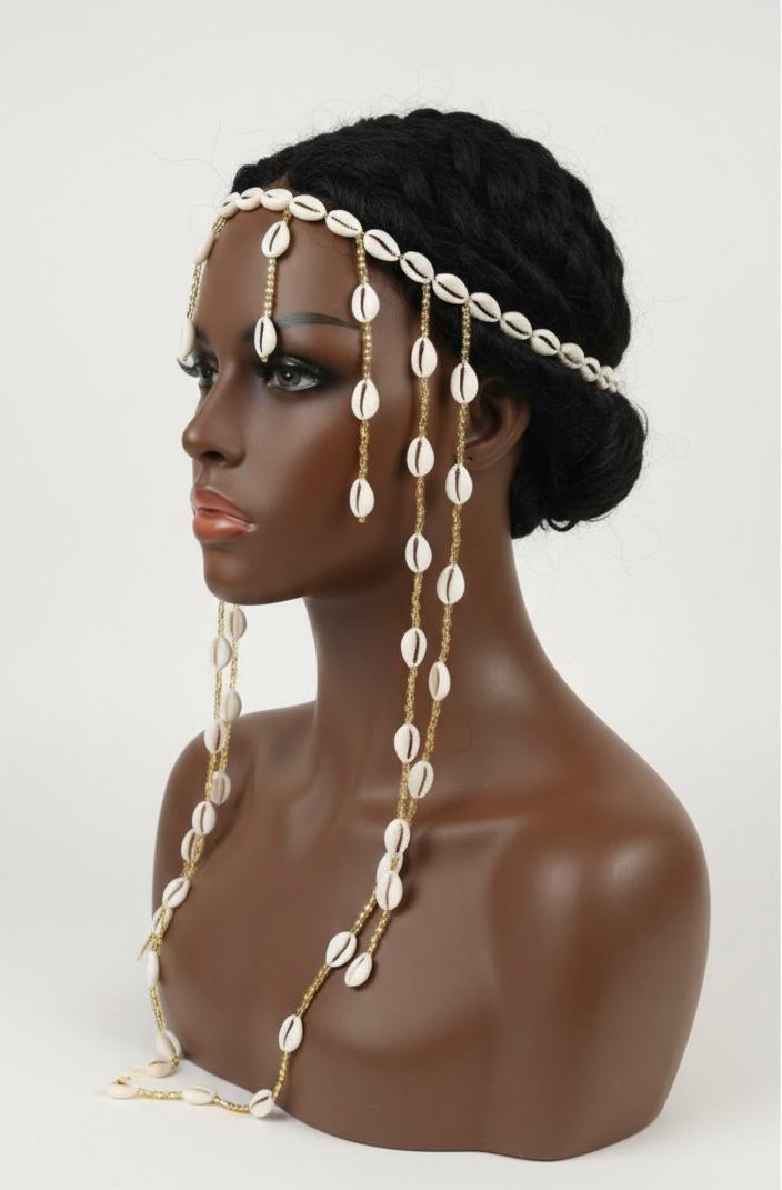 Bijou de tête en cauris artificiels