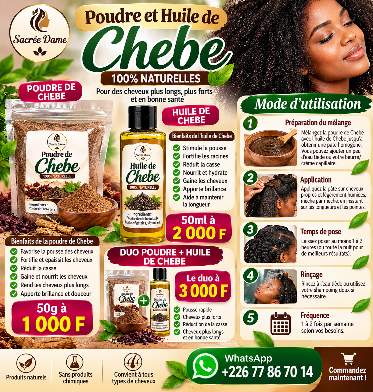 Duo poudre et huile de chebe